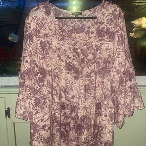 Cocomo Multicolored Bell Sleeve Blouse Size 2X